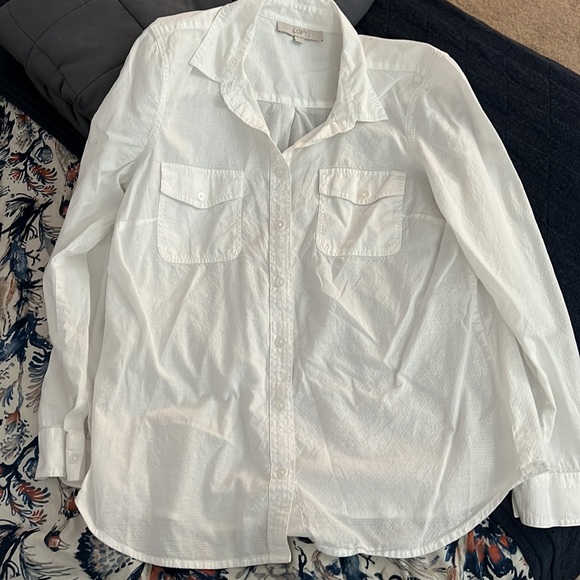 White LOFT button down shirt - Picture 5 of 5